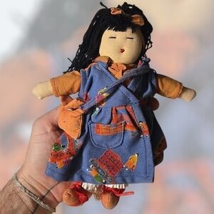 VTG April Cornell Cornelloki Bourrure Doll Japanese 1999 9" Kimono Handbag Cloth